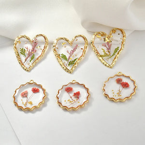 Glitter Flower Circle Pendant Earrings Jewelry DIY