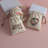 Christmas Pattern Nature Cotton Bag Candy Party Gift Small Jewelry Organizer