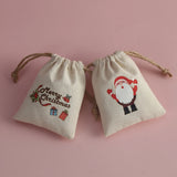 Christmas Nature Cotton Bag for Candy Gift Present Jewelry Organizer