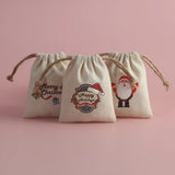 Christmas Patten Nature Cotton Bag for Candy Party Gift Bag