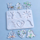 Christmas Pendant Silicone Mold Crystal Epoxy Resin Mold Xmas Tree Elk Shape