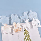 Christmas Pendants Silicone Mold Cartoon Santa Claus Elk Xmas House Casting Mold
