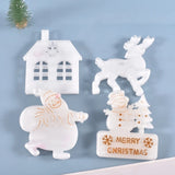 Christmas Pendants Silicone Mold Cartoon Santa Claus Elk Xmas House Casting Mold