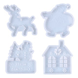 Christmas Pendants Silicone Mold Cartoon Santa Claus Elk Xmas House Casting Mold