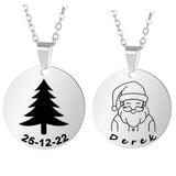 Christmas Present Necklace Custom Name Santa Tree Snowman Choker Pendant