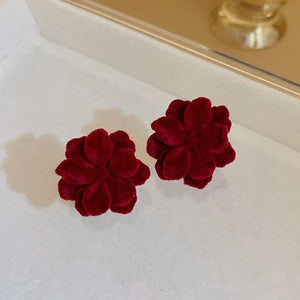 Christmas Red Bow Drop Earring for Women Heart Flocking Bowknot