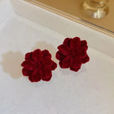 Christmas Red Bow Drop Earring for Women Heart Flocking Bowknot