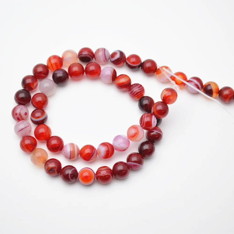 Red Banded Agate Stone Round Beads 6mm 8mm 10mm