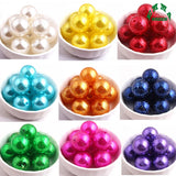 Christmas Red Pearl Beads Glitter Acrylic 20mm 100pcs