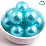 Christmas Red Pearl Beads Glitter Acrylic 20mm 100pcs