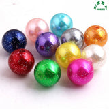 Christmas Red Pearl Beads Glitter Acrylic 20mm 100pcs