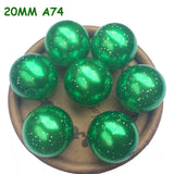 Christmas Red Pearl Beads Glitter Acrylic 20mm 100pcs