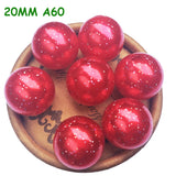 Christmas Red Pearl Beads Glitter Acrylic 20mm 100pcs
