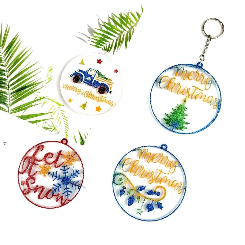 Christmas Resin Molds Silicone, Epoxy Resin Ornament Pendant Mold, DIY Crafts