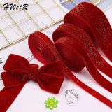 Christmas Ribbon Red Velvet 10 Yards Garland Wrapping Bows Decoration