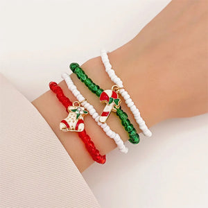 Christmas Rice Beads Bracelet Set for Women