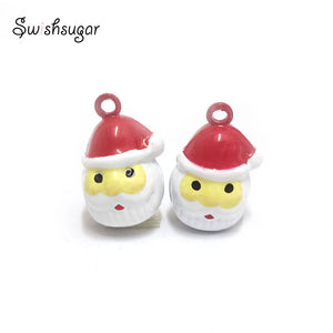 Christmas Santa Claus Head Metal Bell Charms Pendant