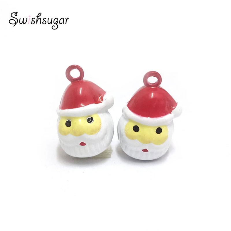 Christmas Santa Claus Head Metal Bell Charms Pendant