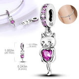 925 Silver Snowman Cat Stars Zircon Heart Charm Beads