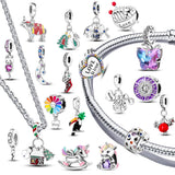 925 Silver Snowman Cat Stars Zircon Heart Charm Beads For Bracelet