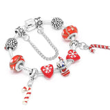 Christmas Charm Bracelet w/ Crystal Tree Beads for Women Kids Xmas