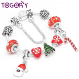 Christmas Charm Bracelet w/ Crystal Tree Beads for Women Kids Xmas