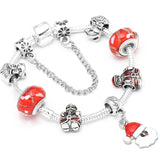 Christmas Charm Bracelet w/ Crystal Tree Beads for Women Kids Xmas