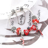Christmas Charm Bracelet w/ Crystal Tree Beads for Women Kids Xmas