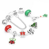 Christmas Charm Bracelet w/ Crystal Tree Beads for Women Kids Xmas
