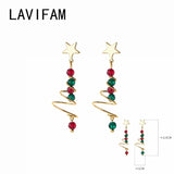 925 Silver Crystal Spiral Tree Star Earrings