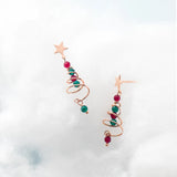 925 Silver Crystal Spiral Tree Star Earrings