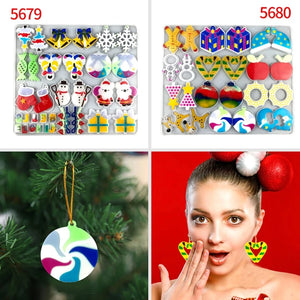 Christmas Earrings Stud Resin Mold - Jingle Bell Snowflake Santa Keychain