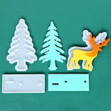 Christmas Epoxy Resin Mold Jewelry Tools Snowman Tree Deer Decoration
