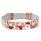 Christmas Series Stainless Steel Mesh Bracelet with 10mm Slide Charms