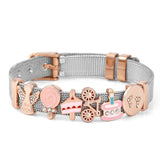 Christmas Series Stainless Steel Mesh Bracelet with 10mm Slide Charms