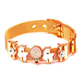 Xmas Stainless Steel Belt Bracelet with Santa Claus Charm
