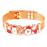 Xmas Stainless Steel Belt Bracelet with Santa Claus Charm