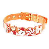 Xmas Stainless Steel Belt Bracelet with Santa Claus Charm