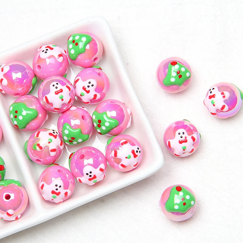 Hand-painted 16mm Snowman Spacer Bead for DIY Bracelet