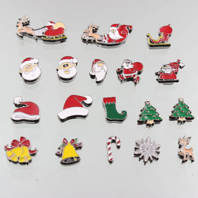 Christmas Slide Charms Zinc Alloy 8mm Mix 20pcs