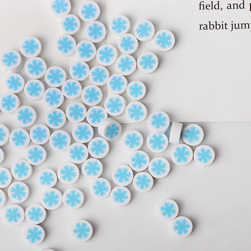 Christmas Snowflake Polymer Clay Beads For Jewelry Making DIY