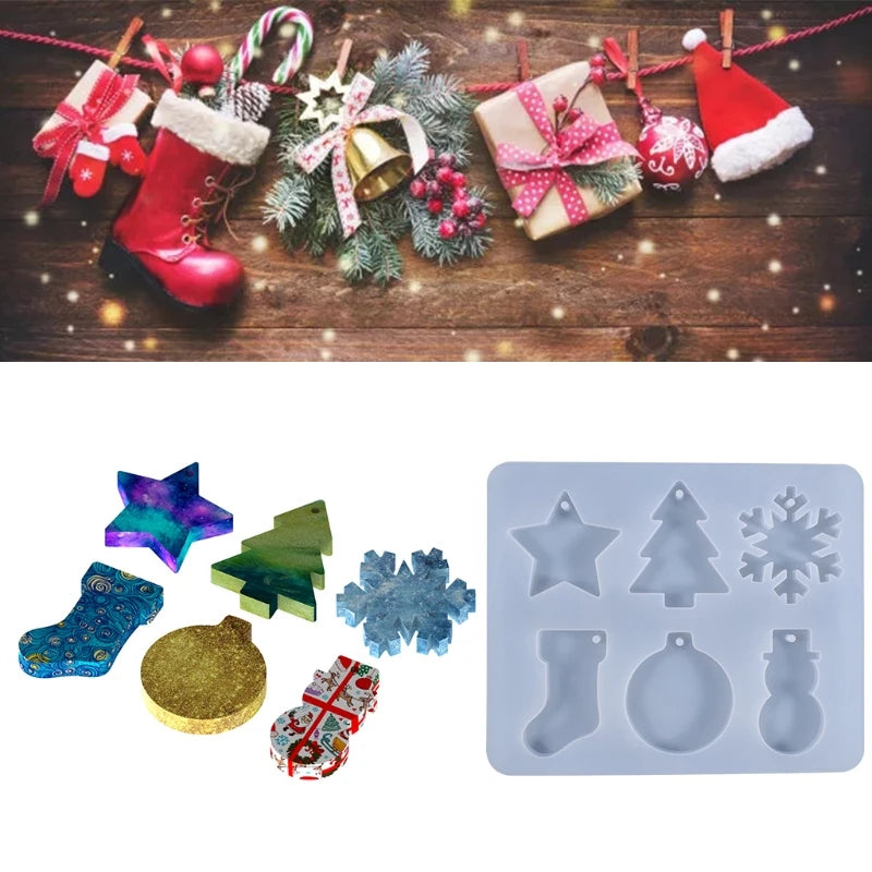 Christmas Snowflake Snowman Epoxy Resin Mold Silicone Mould DIY Crafts