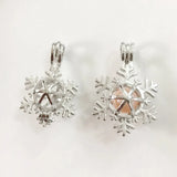 Snowflake Locket Cage Pendant for DIY Necklace Bracelet 2pcs