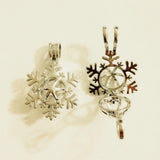Snowflake Locket Cage Pendant for DIY Necklace Bracelet 2pcs