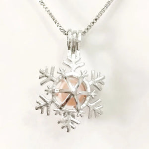 Snowflake Locket Cage Pendant for DIY Necklace Bracelet 2pcs