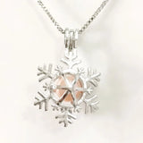 Snowflake Locket Cage Pendant for DIY Necklace Bracelet 2pcs