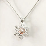 Snowflake Locket Cage Pendant for DIY Necklace Bracelet 2pcs