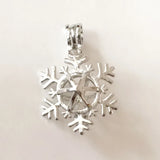 Snowflake Locket Cage Pendant for DIY Necklace Bracelet 2pcs