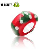 Christmas Snowman Glass Beads 925 Silver Core Large Hole Beads