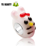 Christmas Snowman Glass Beads 925 Silver Core Large Hole Beads